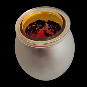 PartyLite 2013 Frosted Glass Votive Holder with Inner Kangaroo Sunset Scene